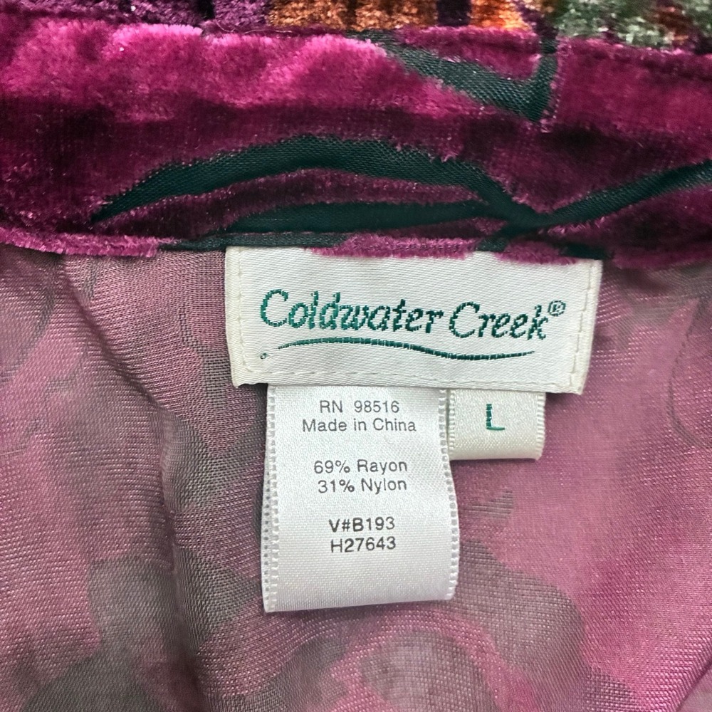 Coldwater Creek Velvet Burnout Blouse Large Whimsigoth Eclectic Artsy Faiirycore - Picture 3 of 6